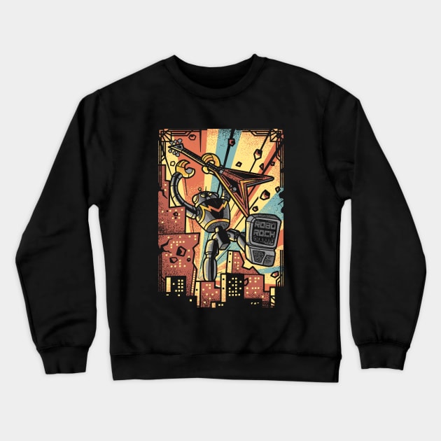 Robot Rock the World Crewneck Sweatshirt by artlahdesigns